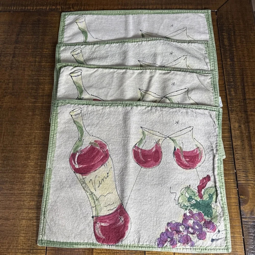 8 Vtg Julia Junkin Studio Collection‎ Artist Series Western Linen Wine Placemats